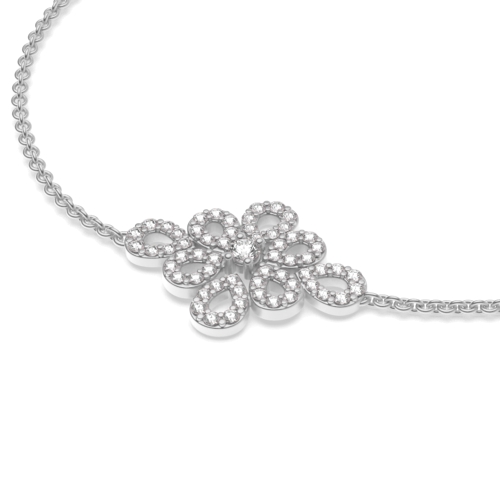 4 Prong Round Flower Lab Grown Friendship Diamond Bracelets