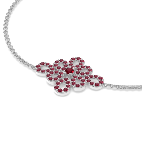 4 Prong Round Flower Ruby Friendship Diamond Bracelets