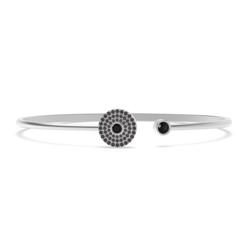 Bezel Setting Round Glimmer Black Delicate Diamond Bracelets