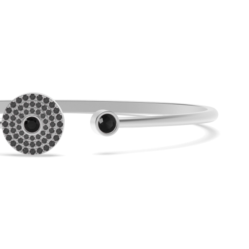 Bezel Setting Round Glimmer Black Delicate Diamond Bracelets
