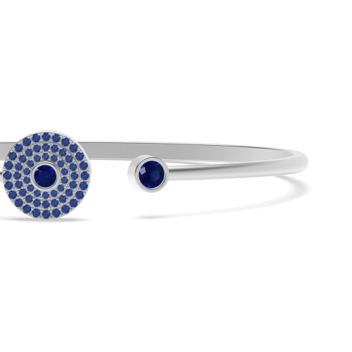 Bezel Setting Round Glimmer Blue Sapphire Delicate Diamond Bracelets