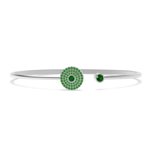 Bezel Setting Round Glimmer Emerald Delicate Diamond Bracelets