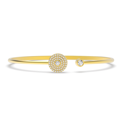 Bezel Setting Round Yellow Gold Glimmer Friendship Diamond Bracelets
