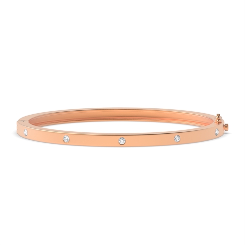 Bezel Setting Round Rose Gold ElegancePlain Bangles Bracelet