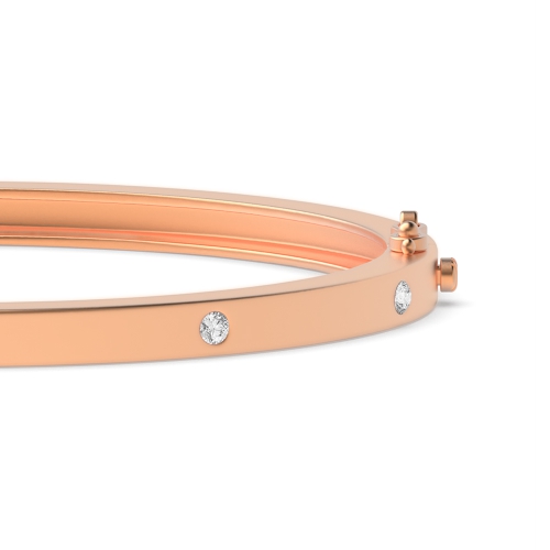 Bezel Setting Round Rose Gold ElegancePlain Bangles Bracelet