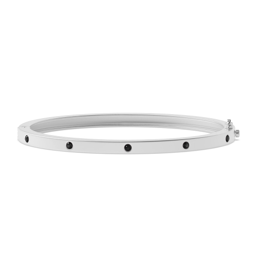 Bezel Setting Round Eleganceplain Black Bangles Diamond Bracelets