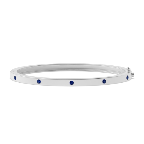 Bezel Setting Round Eleganceplain Blue Sapphire Bangles Diamond Bracelets