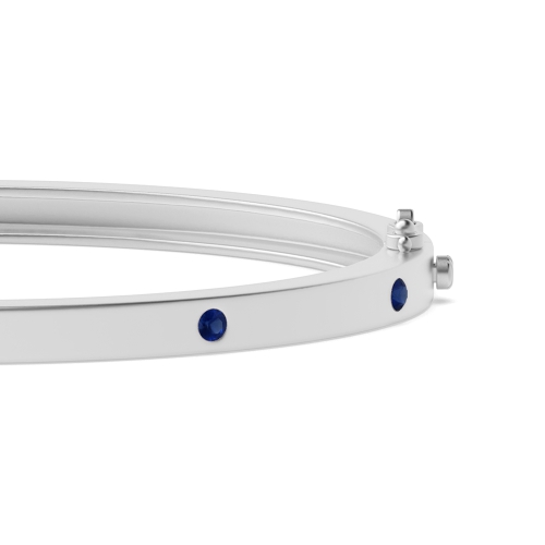 Bezel Setting Round Eleganceplain Blue Sapphire Bangles Diamond Bracelets