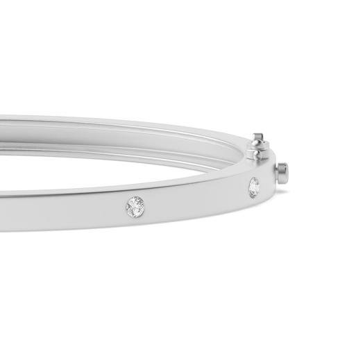 Bezel Setting Round White Gold Bangles Bracelet