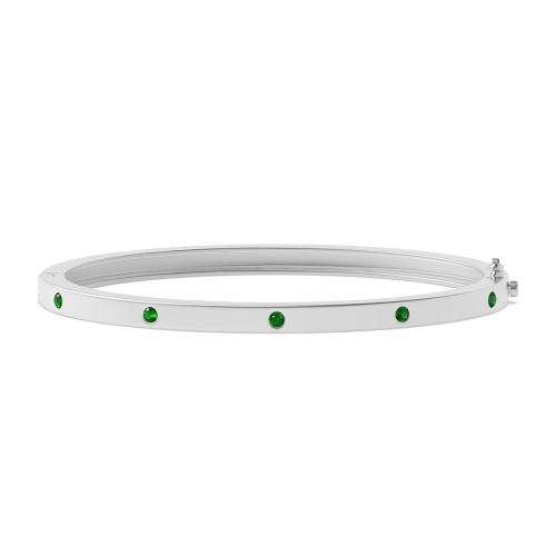 Bezel Setting Round Eleganceplain Emerald Diamond Bracelets