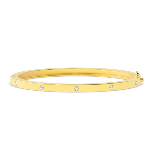 Bezel Setting Round Yellow Gold Eleganceplain Bangles Diamond Bracelets