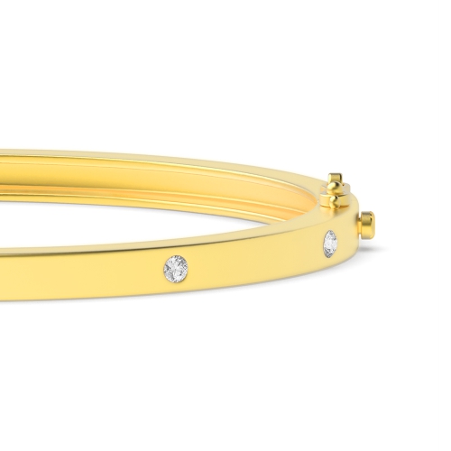 Bezel Setting Round Yellow Gold Eleganceplain Bangles Diamond Bracelets