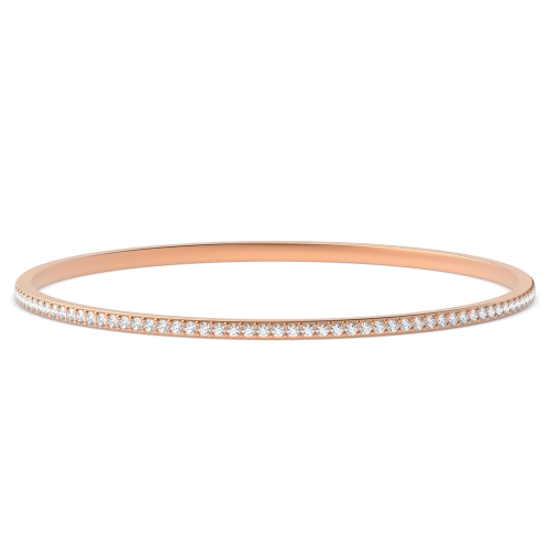 Bezel Setting Round Rose Gold Orbit Bangles Bracelet