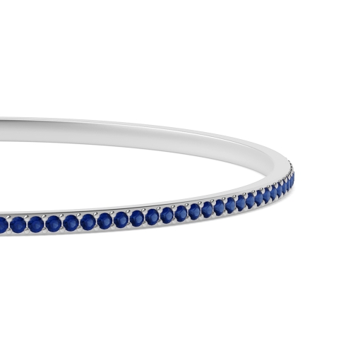 Bezel Setting Round Orbit Blue Sapphire Bangles Diamond Bracelets