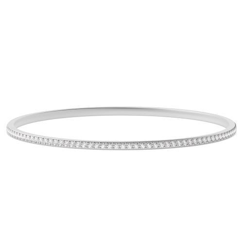 Bezel Setting Round White Gold Bangles Bracelet