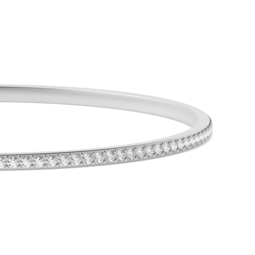 Bezel Setting Round White Gold Bangles Bracelet