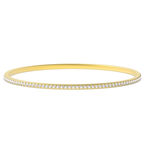 Bezel Setting Round Yellow Gold Orbit Bangles Diamond Bracelets