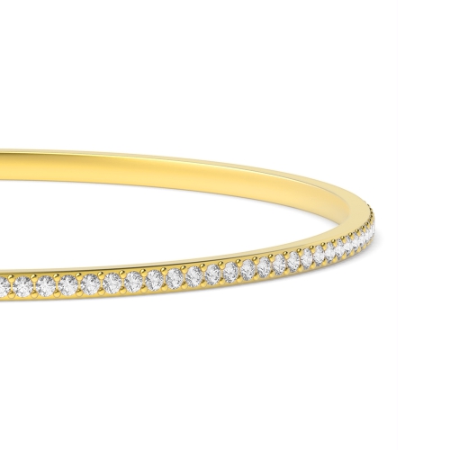 Bezel Setting Round Yellow Gold Orbit Bangles Diamond Bracelets