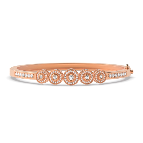 Bezel Setting Round Rose Gold 5 Stones Bangles Bracelet