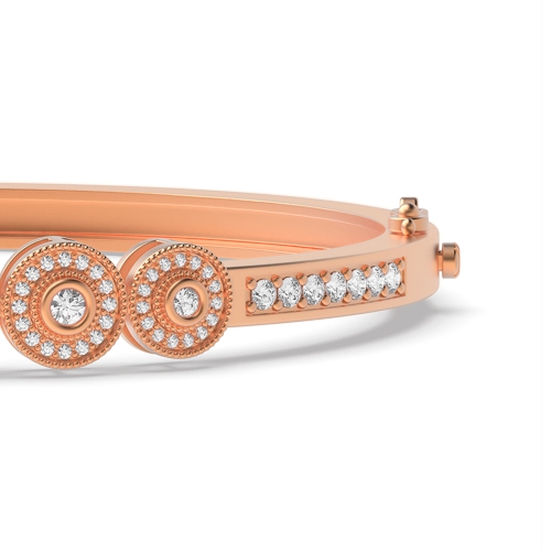 Bezel Setting Round Rose Gold 5 Stones Bangles Bracelet