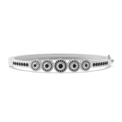 Bezel Setting Round 5 stones Black Bangles Diamond Bracelets