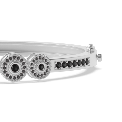 Bezel Setting Round 5 stones Black Bangles Diamond Bracelets