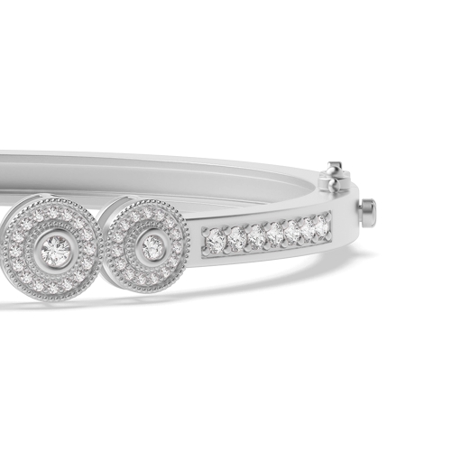 Bezel Setting Round White Gold Bangles Bracelet