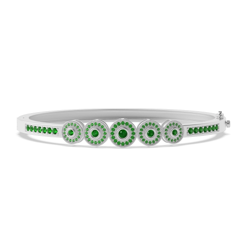 Bezel Setting Round 5 stones Emerald Diamond Bracelets