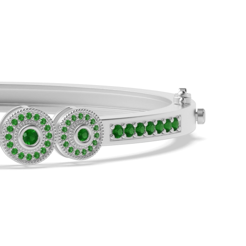 Bezel Setting Round 5 stones Emerald Diamond Bracelets
