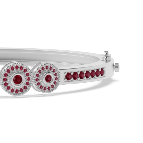 Bezel Setting Round 5 stones Ruby Bangles Diamond Bracelets