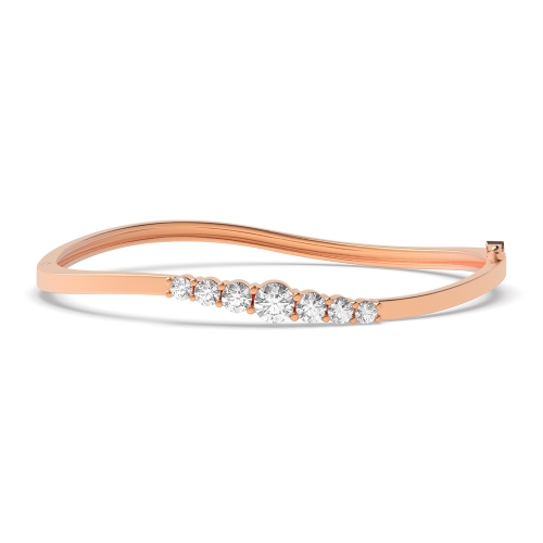 Bezel Setting Round Rose Gold twisted Bangles Bracelet