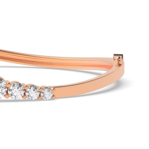 Bezel Setting Round Rose Gold twisted Bangles Bracelet