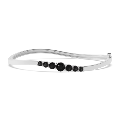 Bezel Setting Round Twisted Black Bangles Diamond Bracelets