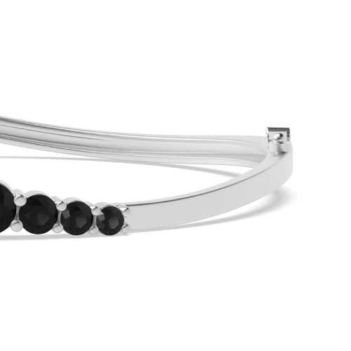 Bezel Setting Round Twisted Black Bangles Diamond Bracelets
