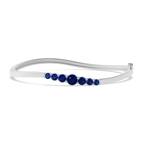 Bezel Setting Round Twisted Blue Sapphire Bangles Diamond Bracelets