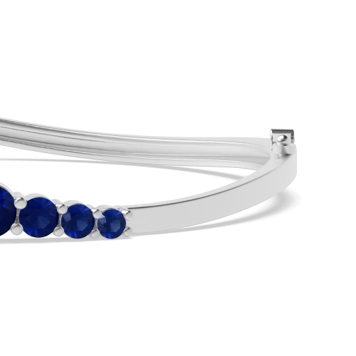 Bezel Setting Round Twisted Blue Sapphire Bangles Diamond Bracelets