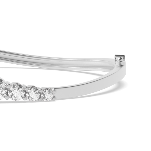 Bezel Setting Round White Gold Bangles Bracelet