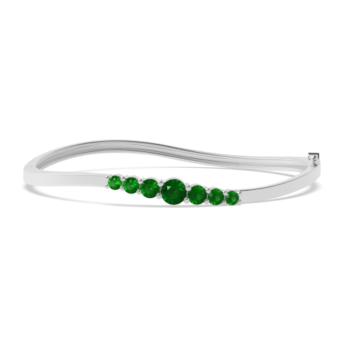 Bezel Setting Round Twisted Emerald Diamond Bracelets