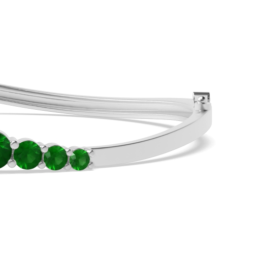 Bezel Setting Round Twisted Emerald Diamond Bracelets