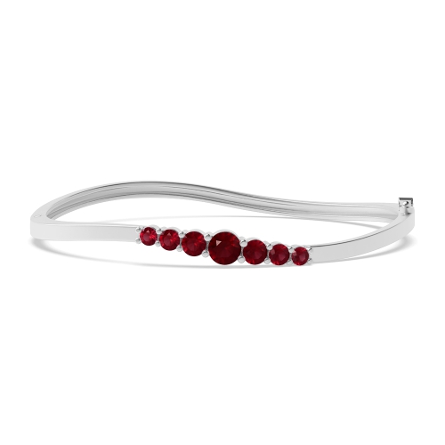 Bezel Setting Round Twisted Ruby Bangles Diamond Bracelets