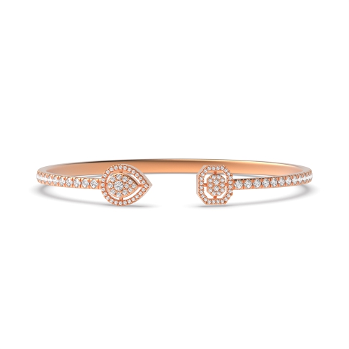 Bezel Setting Round Rose Gold Evening Bangles Bracelet