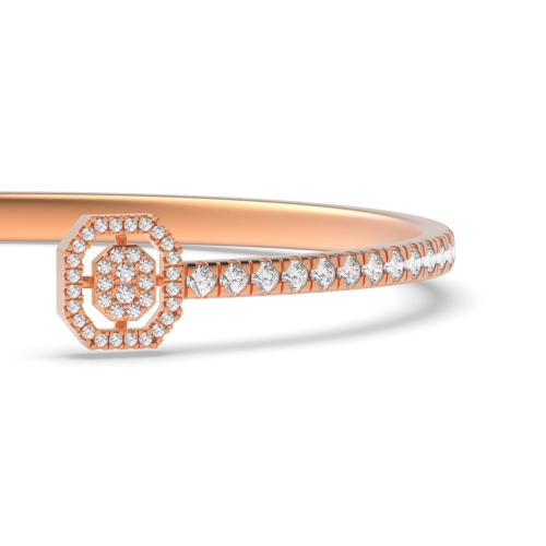 Bezel Setting Round Rose Gold Evening Bangles Bracelet