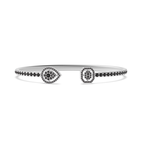 Bezel Setting Round Pear and emerald shaped Black Bangles Diamond Bracelets