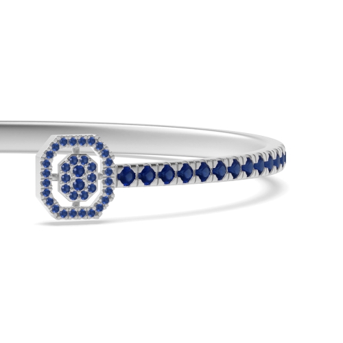 Bezel Setting Round Pear and emerald shaped Blue Sapphire Bangles Diamond Bracelets