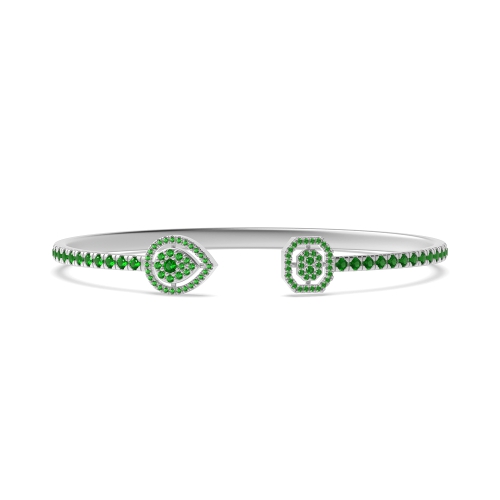 Bezel Setting Round Pear and emerald shaped Emerald Diamond Bracelets