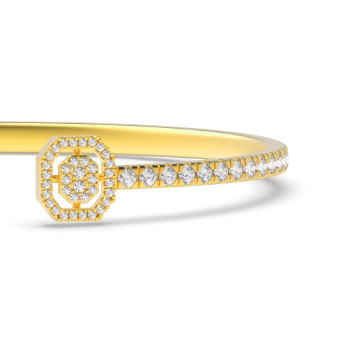 Bezel Setting Round Yellow Gold Pear and emerald shaped Bangles Diamond Bracelets