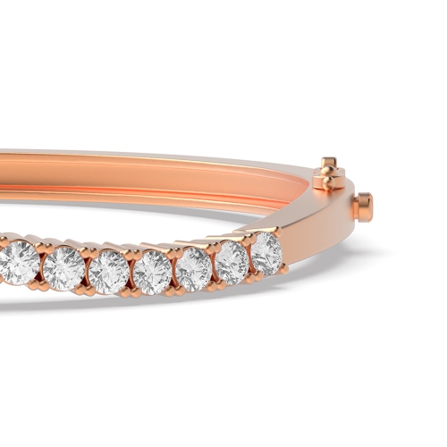 Bezel Setting Round Rose Gold wave Bangles Bracelet