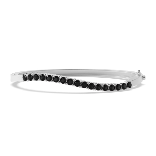 Bezel Setting Round Wave Black Bangles Diamond Bracelets