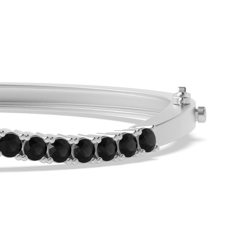 Bezel Setting Round Wave Black Bangles Diamond Bracelets