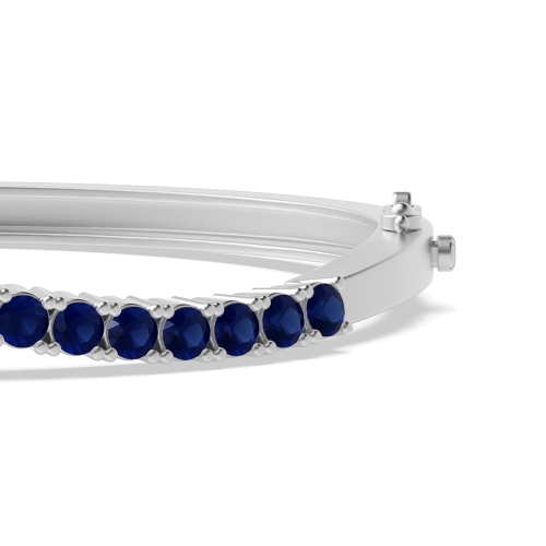 Bezel Setting Round Wave Blue Sapphire Bangles Diamond Bracelets